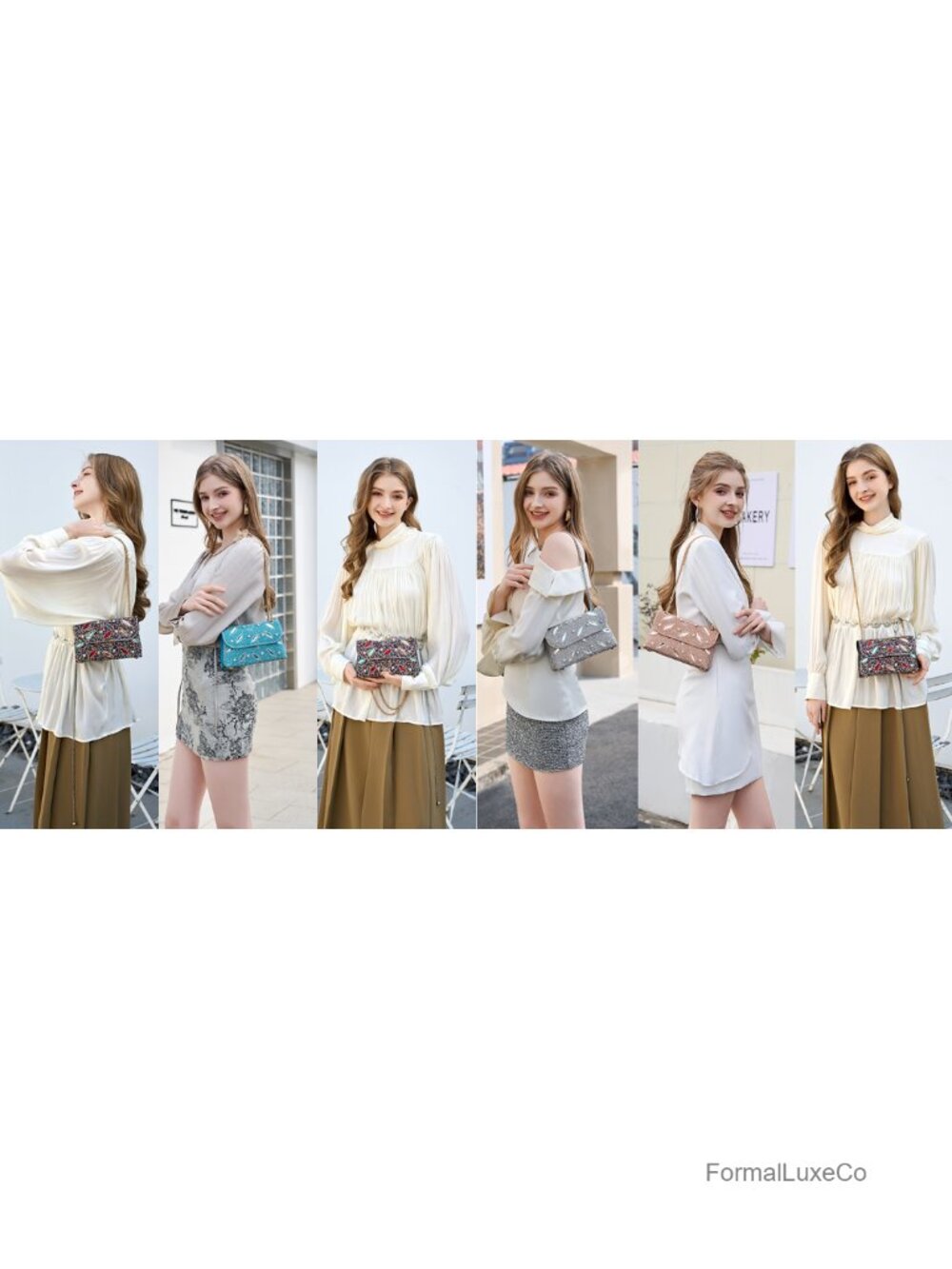 Rhinestone Evening Bag Crossbody Chain Shoulder Clutch Purse Faux Leather - Picture 6 of 6